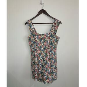 vintage womens romper shorts floral 90's M